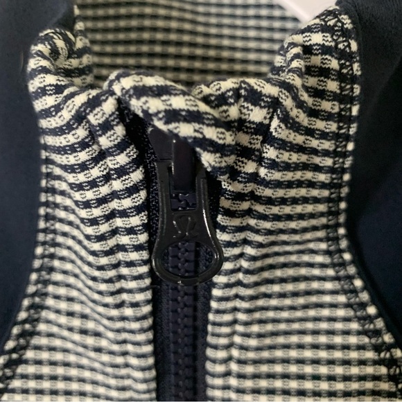 Lululemon womens Forme Full zip Navy gingham jacket 4 - Picture 6 of 9